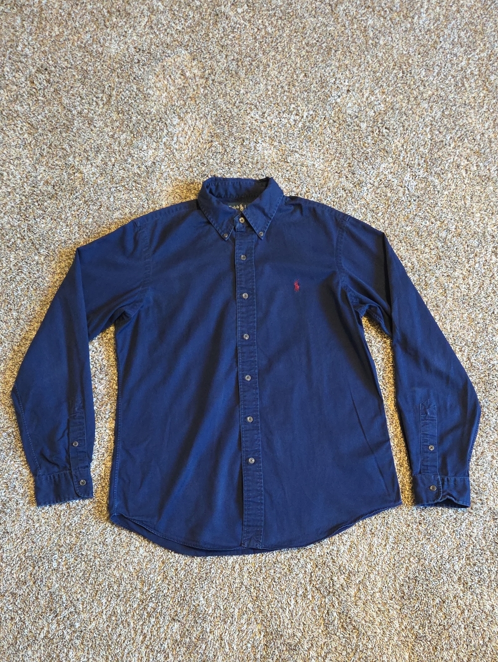 RALPH LAUREN Men's Custom Fit Button-Down Oxford Shirt - Navy